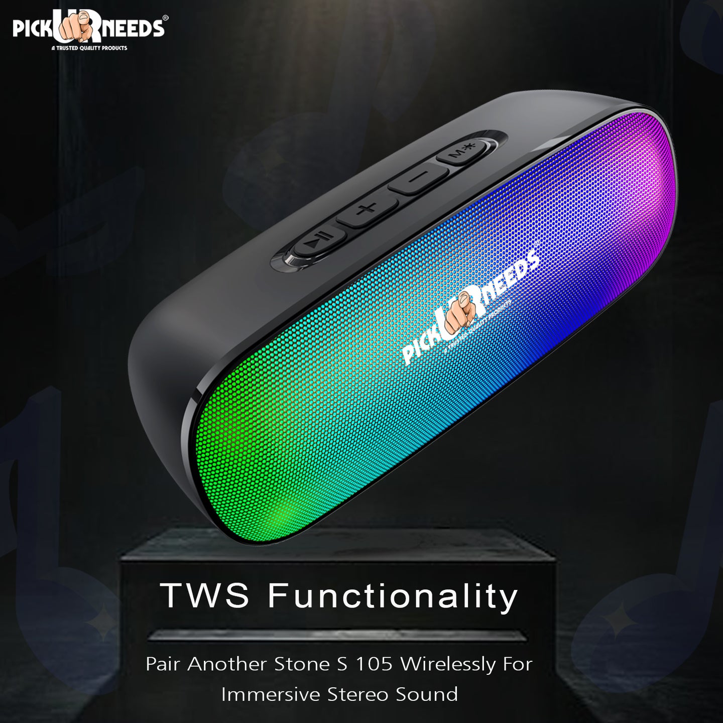 Pick Ur Needs High Quality Sound Wireless Speaker With RGB Light AUX / TF Card / USB Supported 12 W Bluetooth Speaker  (Black, 5.0 Channel)